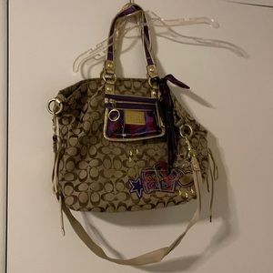 Coach Poppy Tartan Handbag Purple/Pink